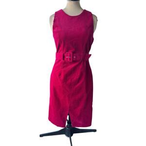 Anthropologie Adria Moss Midi Corduroy Dress Sz. 10 - Office Siren, Pink, Velvet